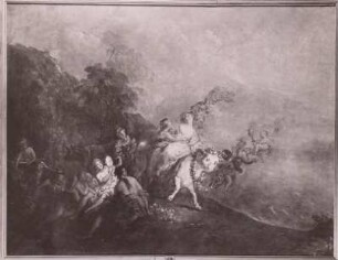Der Raub der Europa : Pesne, Antoine (1683-1757). Der Raub der Europa (vermutlich Skizze zu einem nicht ausgeführten Gemälde für den Marmorsaal im Neuen Palais). Um 1755. Öl & Leinwand; 80 x 106 cm. Potsdam: Park von Sanssouci, Neue Kammern. (3. Kavalierzimmer, Raum7)