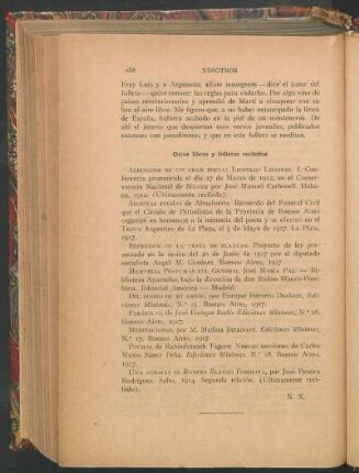 Otros libros y folletos recibidos