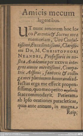 Amicis mecum lugentibus