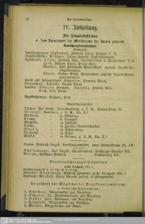 IV. Abtheilung. Die Staatsbehörden