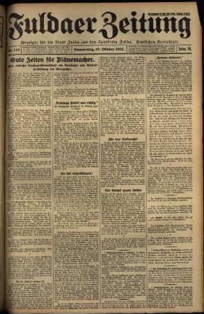 Erste Ausgabe vom Donnerstag, den 20. Oktober 1932.