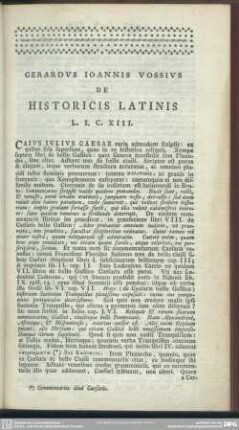 Gerardus Ioannis Vossius De Historicis Latinis L. I. C. XIII.