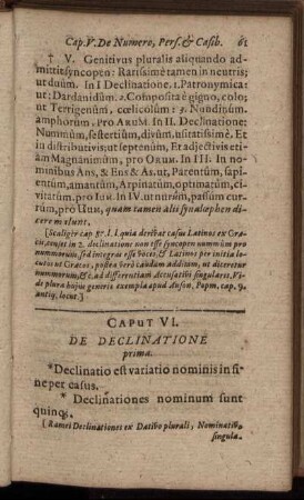 Caput VI. De Declinatione prima.