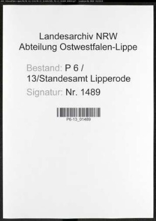 Sterberegister Standesamt Lipperode