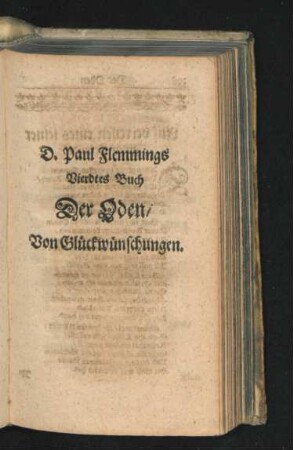 Vierdtes Buch Der Oden/ Von Glückwünschungen.