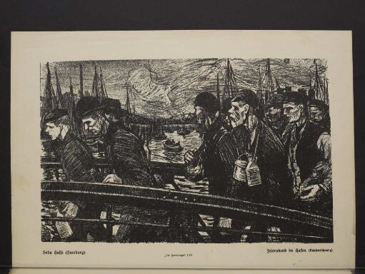 Feierabend im Hafen (Kohlezeichnung)