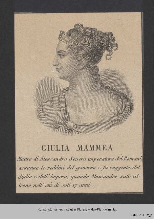 Folge von Bildnissen, Frauenbildnisse : Bildnis der Iulia Avita Mamaea