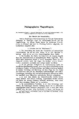 Pädagogische Zeitfragen