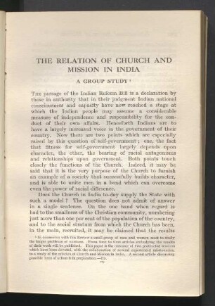 The relation of church and mission in India