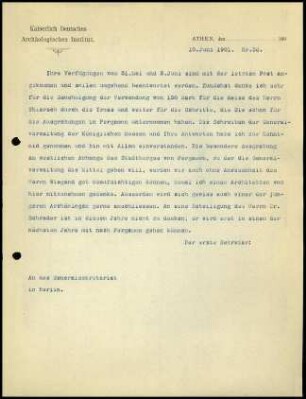 Bericht des ersten Sekretars an das General-Sekretariat