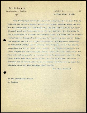 Bericht des ersten Sekretars an das General-Sekretariat