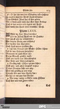 Psalm LXXX, LXXXII, LXXXIII, LXXXV, LXXXVII, LXXXVIII