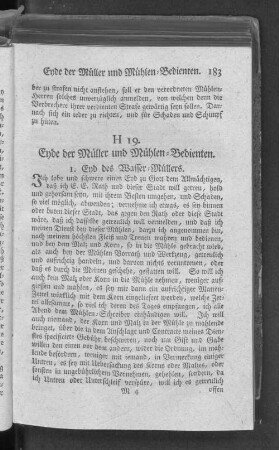 H 19. Eyde der Müller und Mühlen=Bedienten.