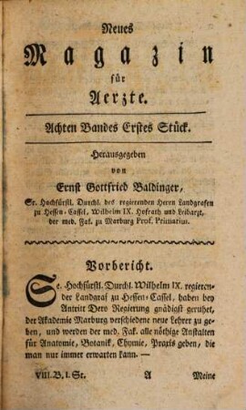 Neues Magazin für Ärzte. 8. 1786