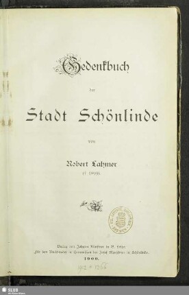 Gedenkbuch der Stadt Schönlinde
