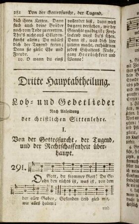I. Von der Gottesfurcht, der Tugend, und der Rechtschaffenheit überhaupt.