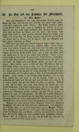 III. Die Erde und ihre Bewohner (die Menschheit)