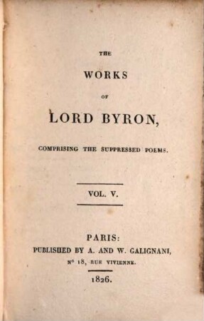 The works of Lord Byron : comprising the suppressed poems, 5