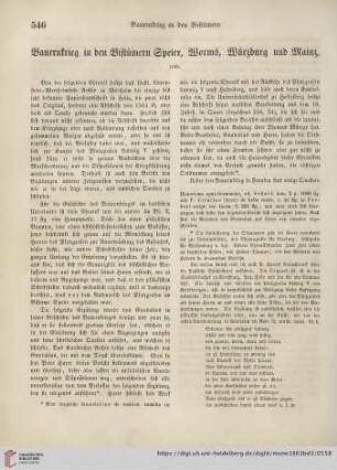 Bauernkrieg in den Bistümern Speier, Worms, Würzburg und Mainz. 1525