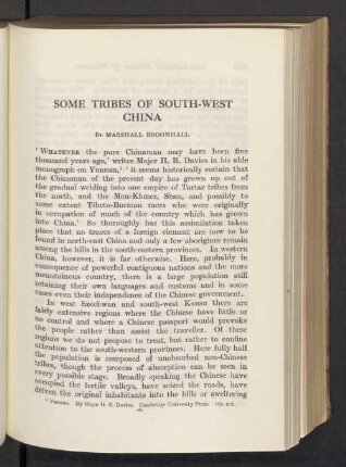 Some tribes of south-west China