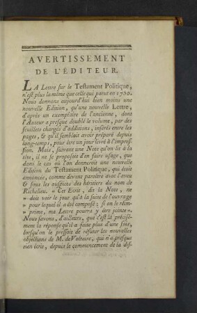 Avertissement de l'editeur.