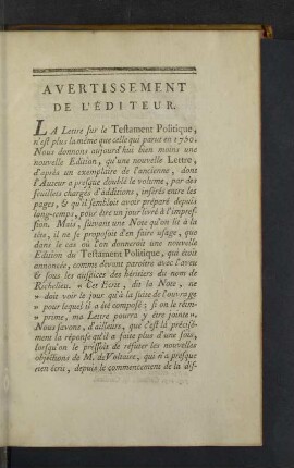 Avertissement de l'editeur.