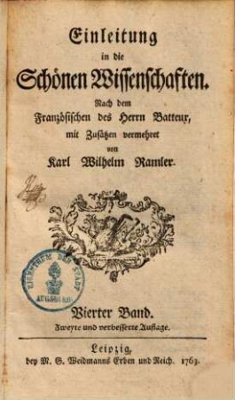 Einleitung in die Schönen Wissenschaften, 4