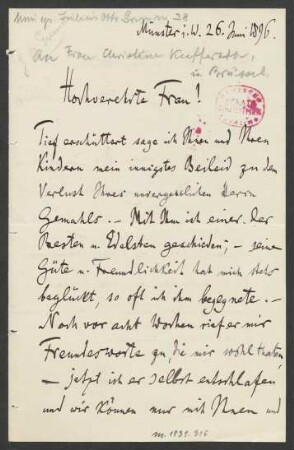 Brief an Christine Kufferath : 26.06.1896