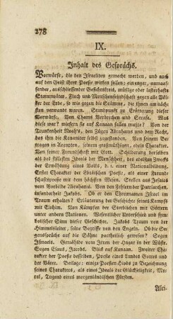 Inhalt des Gesprächs.