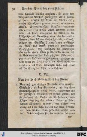 VI. Von den Leichenbegängnissen der Römer.