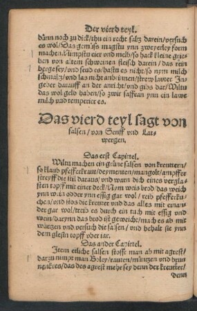 Das vierd teyl sagt von salsen/ von Senff und Latwergen.