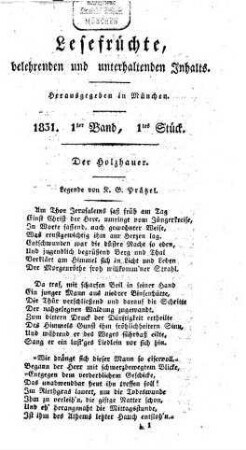 Lesefrüchte, belehrenden und unterhaltenden Inhalts. 1831, 1/2