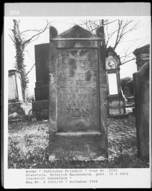 Grabstein von Heinrich Wachenheim (gestorben 1872.05.11)