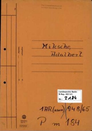 Personenheft Adalbert Miksche (*13.11.1909), Polizeiinspektor