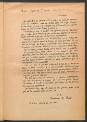 [Juicio crítico de Florindo V. Galli]