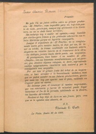 [Juicio crítico de Florindo V. Galli]