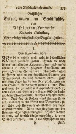 I. Bey Kriegsunruhen