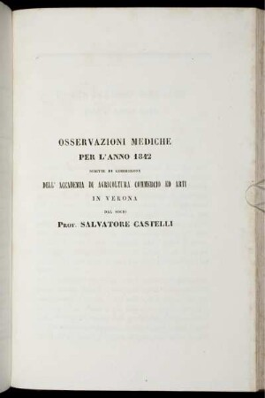OSSERVAZIONI MEDICHE PER L'ANNO 1842