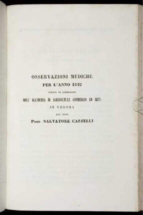 OSSERVAZIONI MEDICHE PER L'ANNO 1842