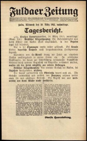 Zweite Ausgabe vom Mittwoch, den 10. März 1915.