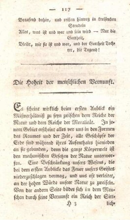 Die Hoheit der menschlichen Vernunft.
