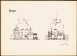 Landhaus: Rückansicht, Seitenansicht (aus: Drucke von Seminararbeiten der Königlich Technischen Hochschule Berlin, Bd. II)