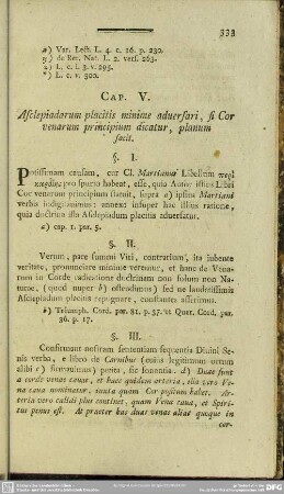 Cap. V. Asclepiadarum placitis minime aduesari, si Corvenarum principium dicatur, planum facit