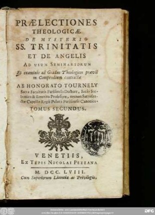 Tomus Secundus: De Mysterio Ss. Trinitatis Et De Angelis