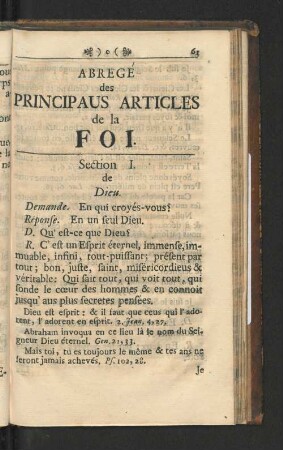 Abrege des Principaus Articles de la Foi.