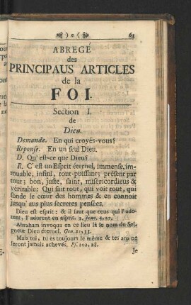 Abrege des Principaus Articles de la Foi.