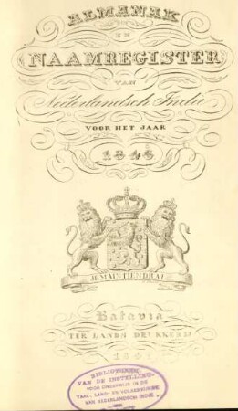 1846: Almanak en naamregister van Nederlandsch-Indië