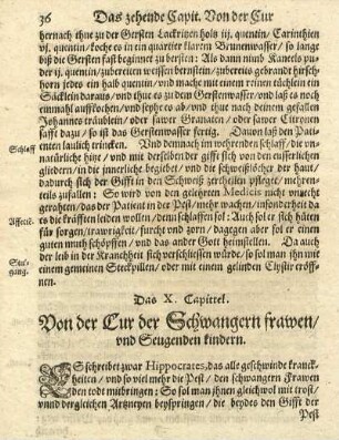 Das X. Capittel. Von der Cur der Schwangern frawen, und Seugenden kindern.