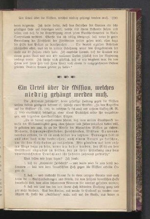 Ein Urteil über die Mission, welches niedrig gehängt werden muß