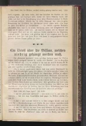 Ein Urteil über die Mission, welches niedrig gehängt werden muß
